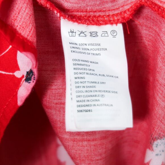 Bardot Womens Mini Wrap Dress‎ Size 8 Medium Red White Floral V-neck Feminine - Picture 12 of 12